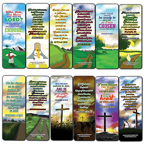 I Choose God Bible Verses Bookmarks Cards (30-Pack) - Stocking Stuffers for Boys Girls - Children Ministry Bible Study Church Supplies Teacher Classroom Incentives Gift
