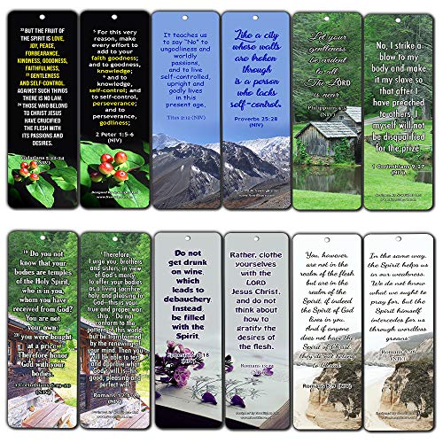Bible Verses Related to Temperance Bookmarks (30-Pack) - Handy Bible Verses on How To Practice Temperance