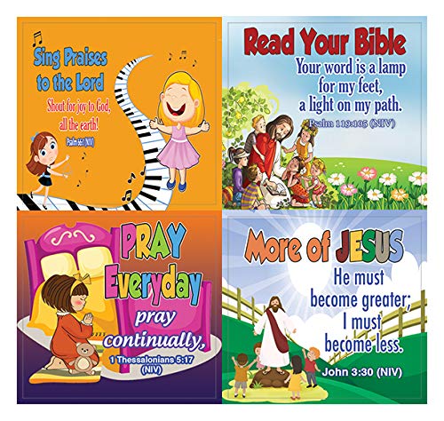 Inspirational Christian Stickers for Kids (20-Sheet) - Motivational Resources for Girls and Boys - VBS Sunday School Materials Giveaways