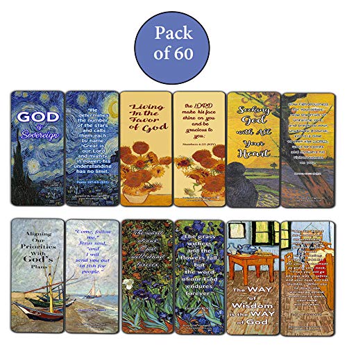Wonderful Magnificent God Bible Scripture Cards Bookmarks (60 Pack) - Van Gogh Stocking Stuffers Sunday School Men Women Ministries Bible Study Church Supplies Cell Group Baptism Encouragement Gifts