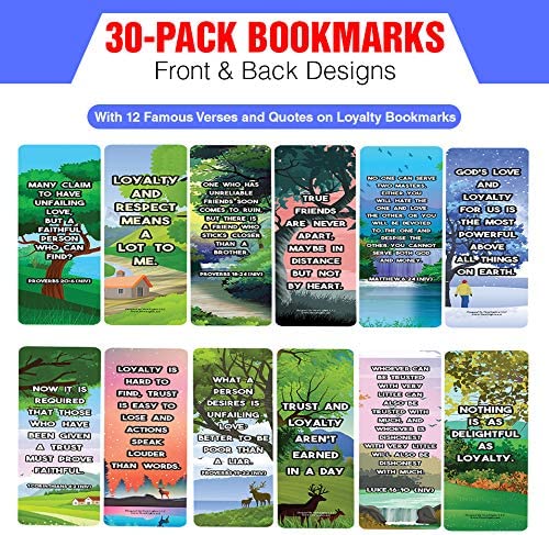 NewEights Famous Verses and Quotes on Loyalty (30-Pack) – Daily Motivational Card Set – Collection Set Book Page Clippers – Ideal for Church Events