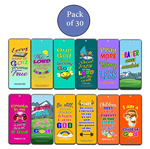 Easy Bible Scriptures for Kids - Colorful (30-Pack) - Handy Memory Verses for Kids and Colorful Bookmarks Perfect for Children?s Ministries and Sunday Schools