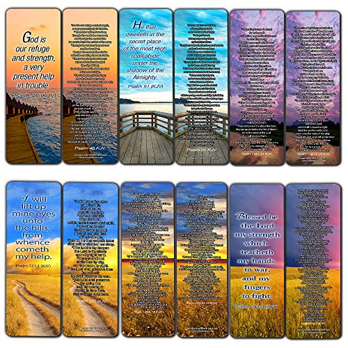 Christian KJV Version Bible Scripture Prayer Cards (30-Pack) - Psalm 46, Psalm 91, Psalm 118, Psalm 121, Psalm 139, Psalm 144 - Bible Study Religious Gifts