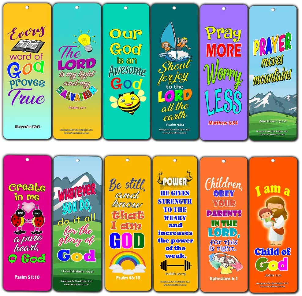 Easy Bible Scriptures for Kids - Colorful (30-Pack) - Handy Memory Verses for Kids and Colorful Bookmarks Perfect for Children?s Ministries and Sunday Schools