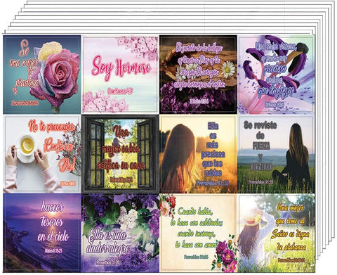 Encouraging Religious Stickers - Spanish Christian Stickers for Women Series (20 Sheets) - Variety of Stickers on Spanish Christian Stickers for Women Series Perfect Women's Ministry Giveaways