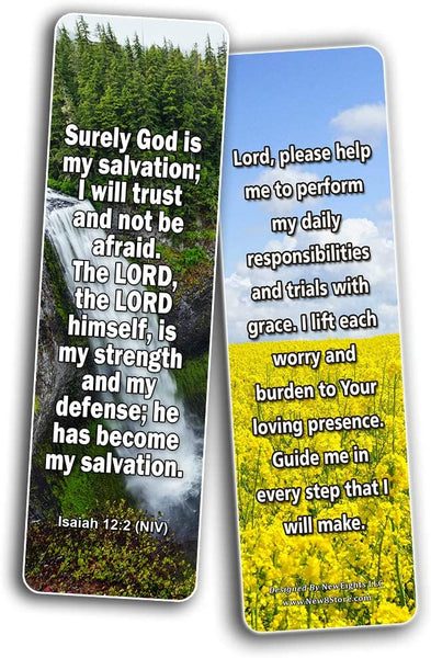 Popular Prayers and Bible Scriptures on Strength Bookmarks - 12 Pack