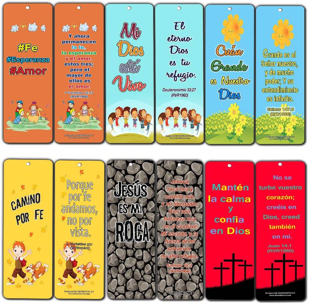 Spanish How Great is Our God Bookmarks for Kids (60-Pack) - #Fe #Esperanza #Amor, Mi Dios esta Vivo, Cuan Grande es Nuestro Dios