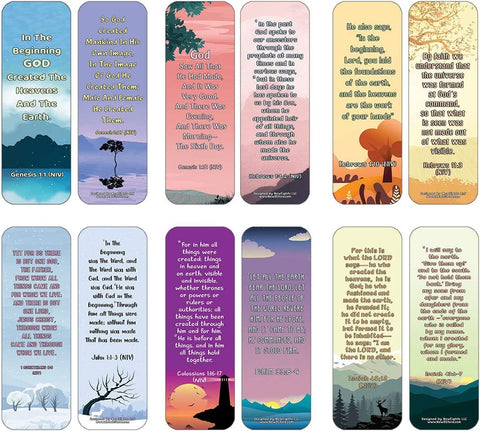 NewEights Bible Memory Verses on Creation Series 1 (60-Pack) – Daily Motivational Card Set – Collection Set Book Page Clippers – Ideal for Church Events