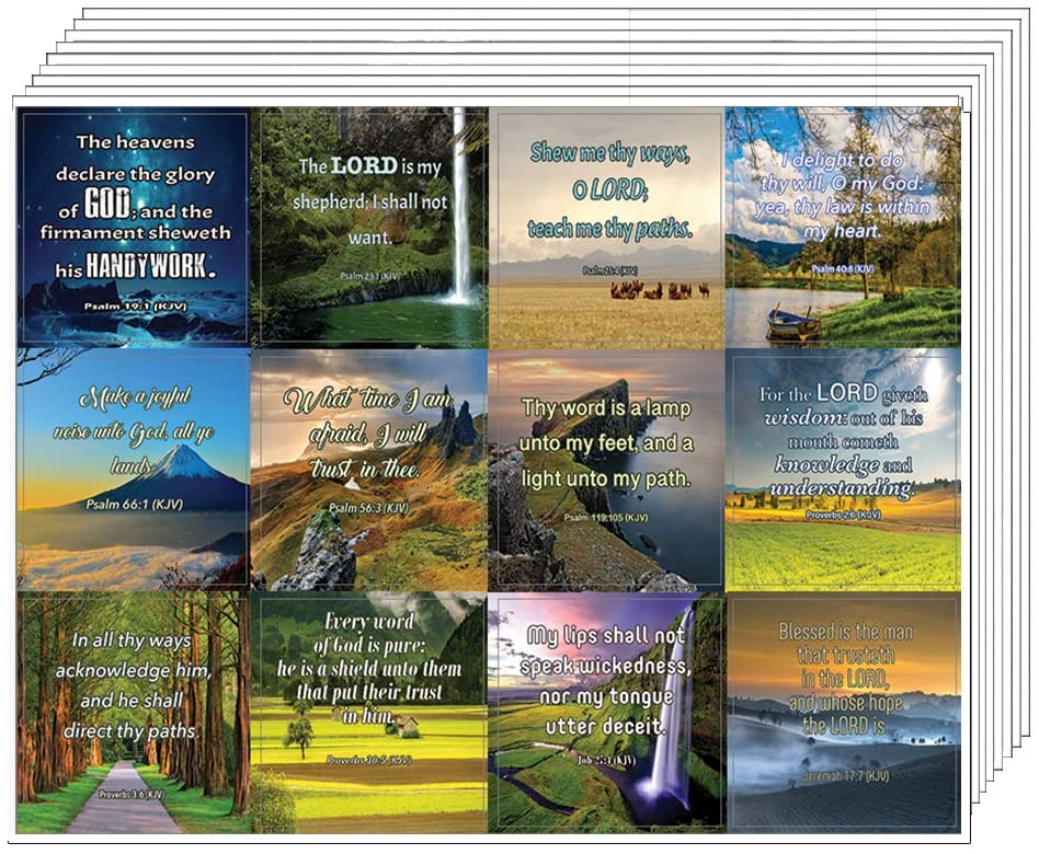 Short Bible Scriptures Stickers (10 Sheets) - Assorted Mega Pack of Inspirational Stickers