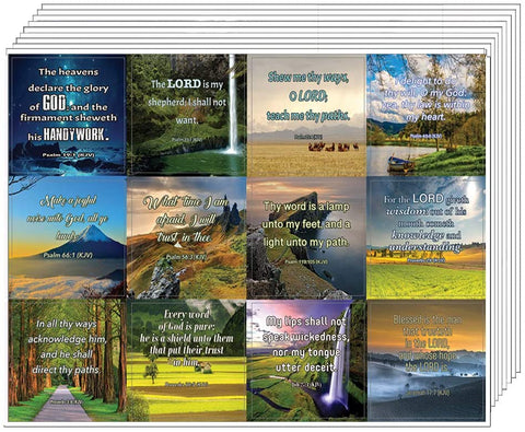 Short KJV Bible Scriptures Stickers (20-Sheet) - Great Giftaway Stickers for Ministries