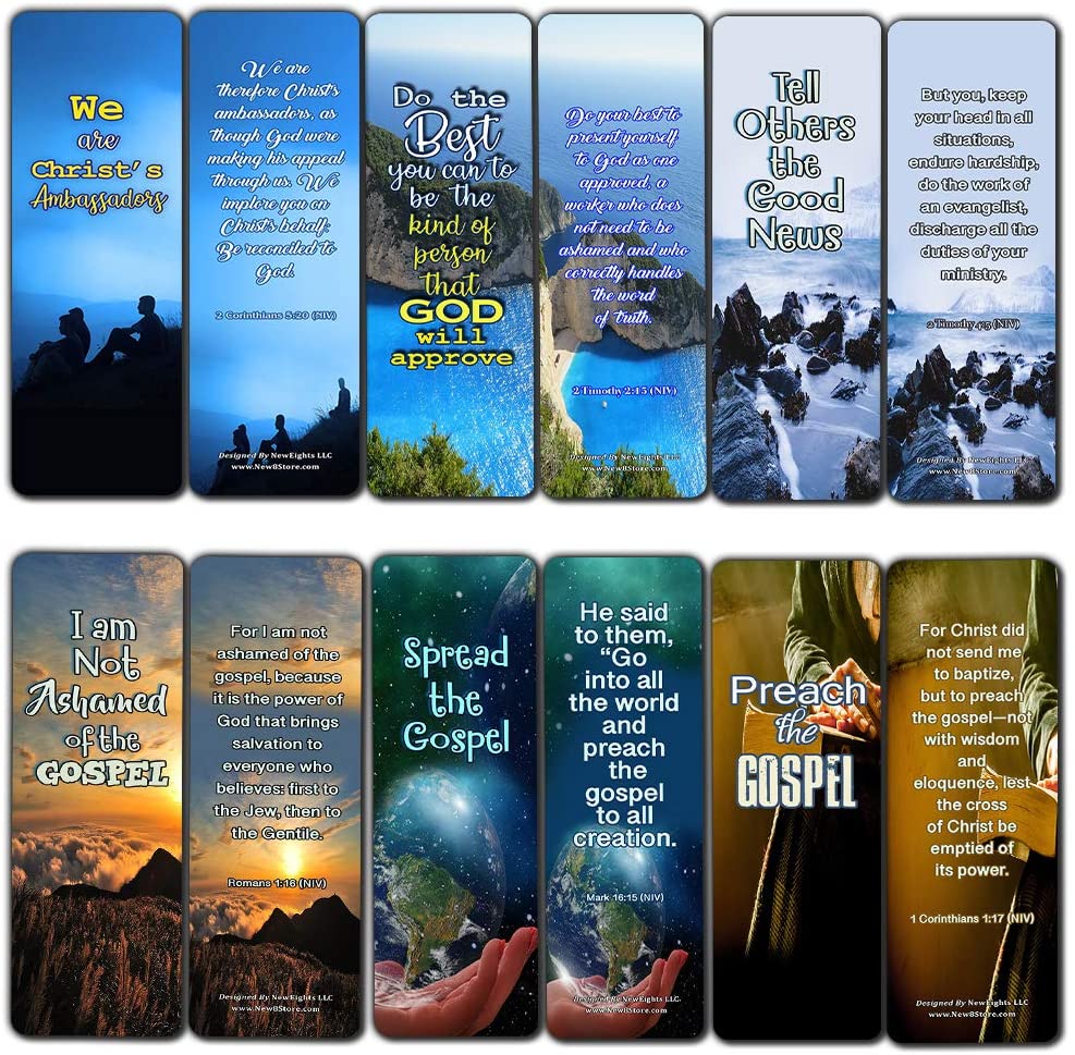 Scriptures Cards Bookmarks About Evangelism (30 Pack) - Stocking Stuffers Devotional Bible Study - Church Ministry Supplies Teacher Classroom Incentive Gifts