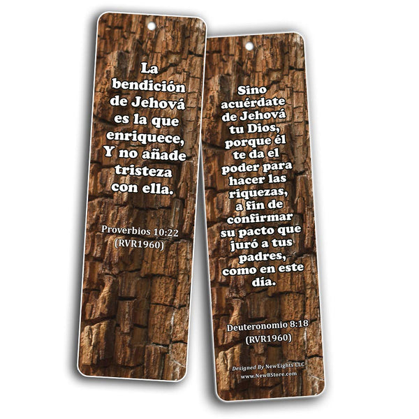 Spanish Religious Bookmarks - Bible Verses About Financial Blessings