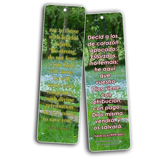 Bilingual Encouraging Bible Verses Bookmarks - Overcome Fear