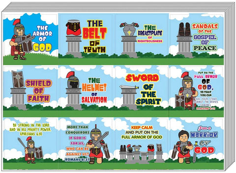 Armor of God Stickers Series 1 (20-Sheet) - School Rewards - Christian Stocking Stuffers Birthday Party Favors Assorted Bulk Pack