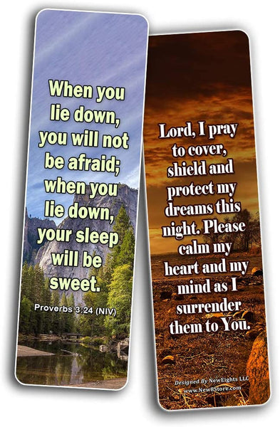 Popular Prayers and Bible Scriptures on Night time / Bedtime Bookmarks (60 PACK)