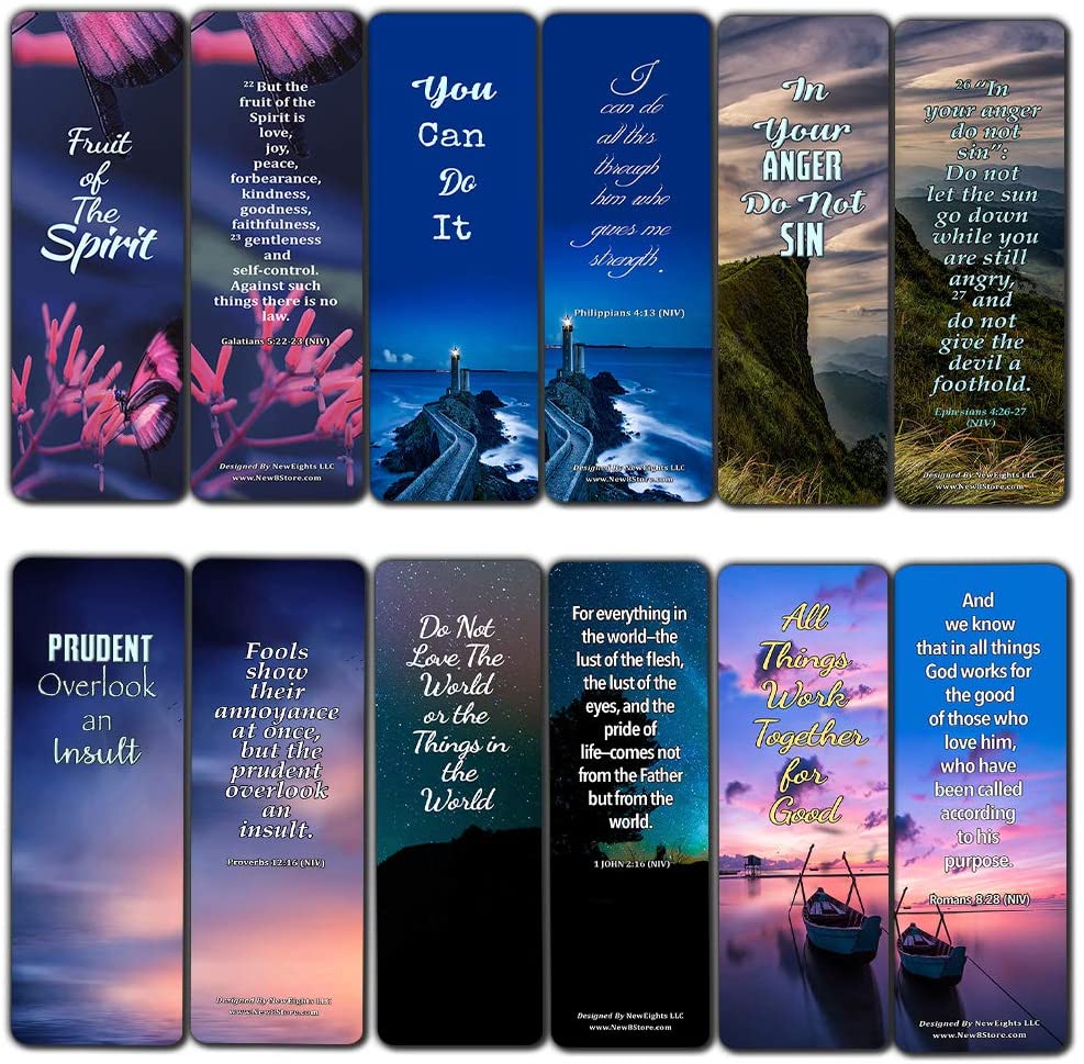 Bible Verses Bookmarks About Controlling Our Emotions (30-Pack) - Stocking Stuffers Church Ministry - Bible Study Church Supplies Teacher Classroom Incentive Gifts