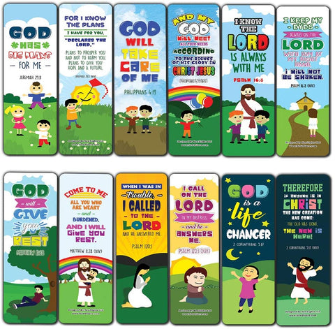 Top Bible Verses for God's Promises Bookmarks for Kids (60-Pack) - Church Memory Verse Sunday School Rewards - Christian Stocking Stuffers Birthday Party Favors Assorted Bulk Pack