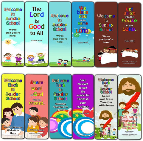 Welcome to Sunday School Bookmarks Cards Series 1 (60-Pack) - Perfect Giveaways for Ministries Designed to Encourage and Motivate Children
