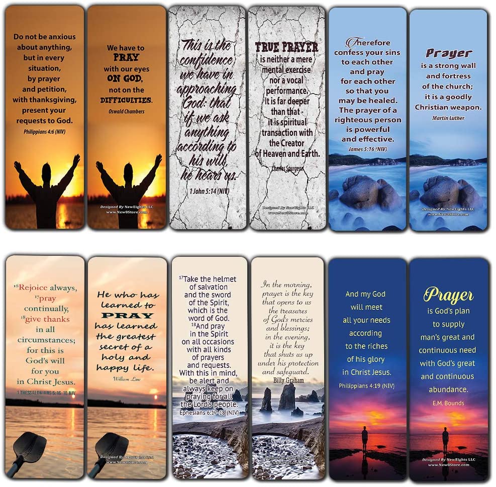 Prayer Cards Bookmarks (60-Pack) - Popular Bible Verses and Inspirational Quotes About Prayers - Holy Scriptures to Encourage Men Women Teens Boys Girls Kids