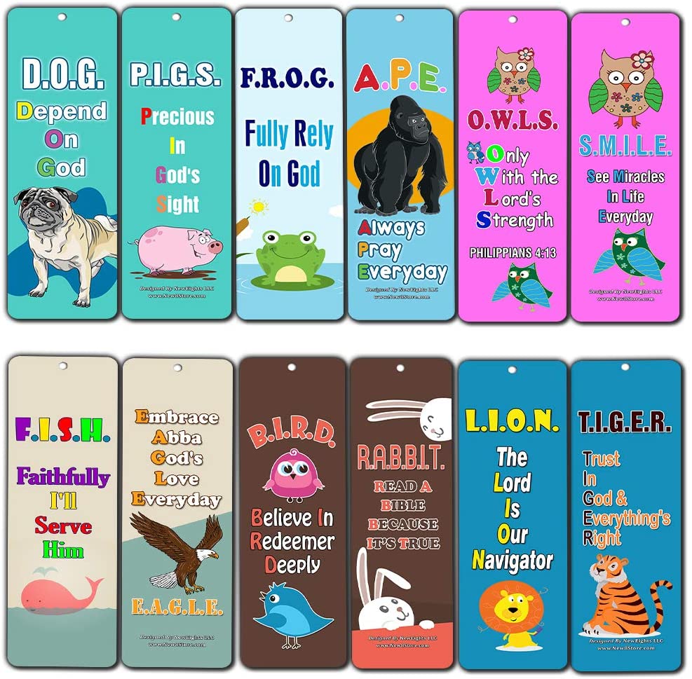 Religious Depend on God Bookmarks for Kids Boys Girls (60-Pack) - Great Giveaway Stocking Stuffers for Children Ministries Sunday Schools Homeschooling VBS Thanksgiving Christmas Encouragement Gifts