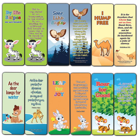 Encouraging Bible Verses Bookmarks for Kids - Animal Series 3