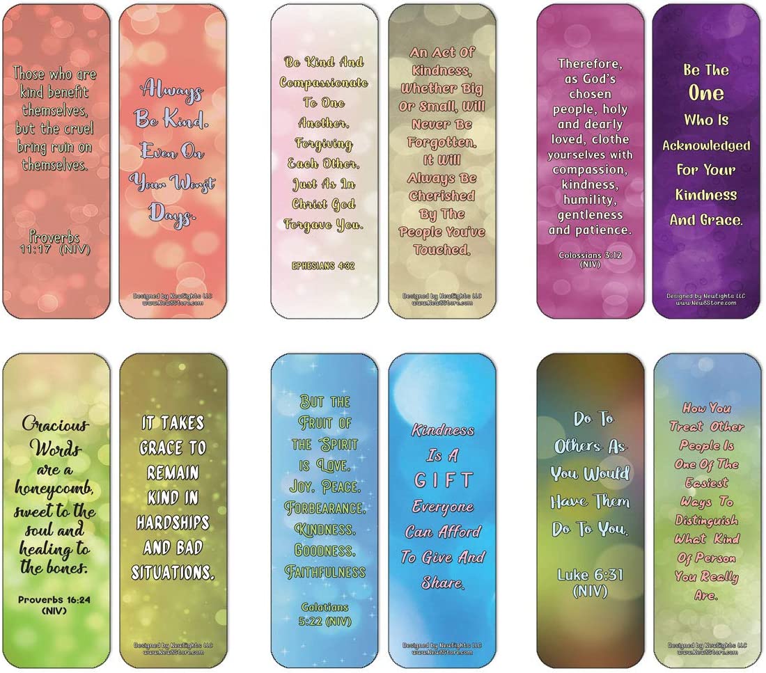 NewEights Famous Verses and Quotes on Kindness (30-Pack) – Daily Motivational Card Set – Collection Set Book Page Clippers – Ideal for Church Events