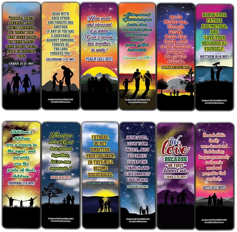 Inspirational Bible Verses for Family Bookmarks Cards (30-Pack) - Stocking Stuffers for Boys Girls - Children Ministry Bible Study Church Supplies Teacher Classroom Incentives Gift