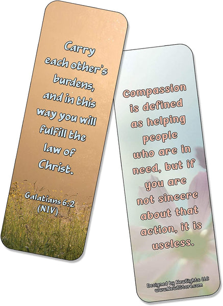 NewEights Famous Verses and Quotes on Compassion (30-Pack) – Daily Motivational Card Set – Collection Set Book Page Clippers – Ideal for Church Events