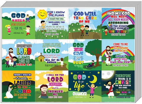 Top Bible Verse for God's Promises Stickers (20-Sheet) - Church Memory Verse Sunday School Rewards - Christian Stocking Stuffers Birthday Party Favors Assorted Bulk Pack