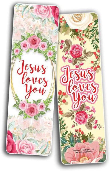 Jesus Loves You Bookmarks - Rose Theme Cards (30 Pack)