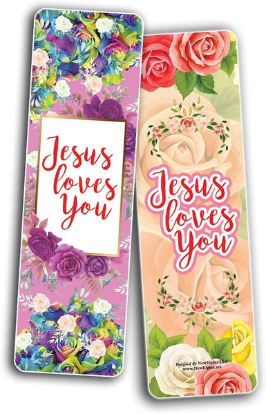 Jesus Loves You Bookmarks - Rose Theme Cards (30 Pack)
