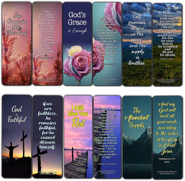 Bible Verses Bookmarks for When Your Faith Is Feeble (60-Pack) - VBS Sunday School Easter Baptism Thanksgiving Christmas Rewards Encouragement Gift