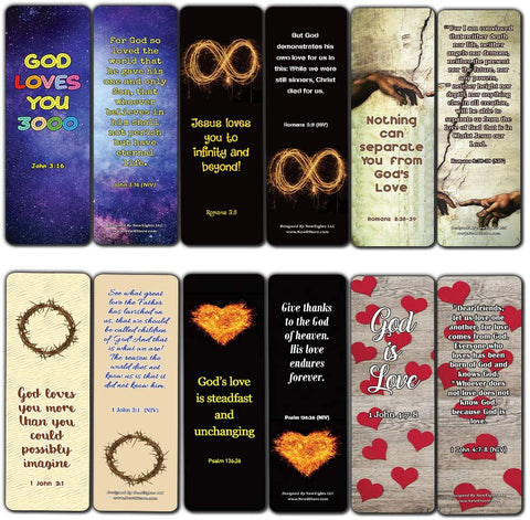 Christian Love You 3000 Bookmarks Cards (60 Pack) - Stocking Stuffers for Sunday School Cell Group VBS Bible Study Teacher Student Classroom Rewards Incentives Church Supplies Hospital Ministry