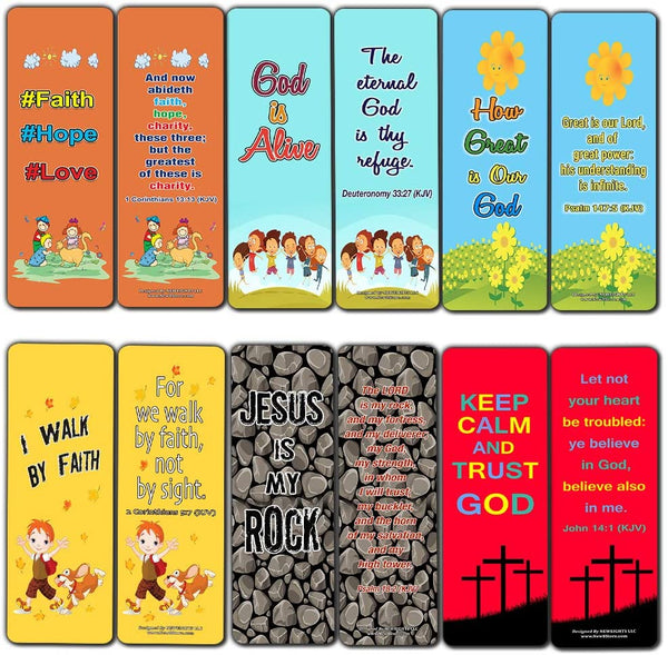 Kids Christian Bookmarks (60-Pack) - Bulk Bible Verses Bookmarker For Boys and Girls - Stocking Stuffers for Easter Birthday Homeschooling Sunday School Thanksgiving Christmas
