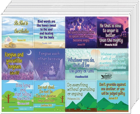 Christian Character Building Stickers for Kids Series 1 (5-Sheets) - Great Variety Colorful Stickers