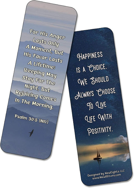 NewEights Famous Verses and Quotes on Happiness (60-Pack) – Daily Motivational Card Set – Collection Set Book Page Clippers – Ideal for Church Events