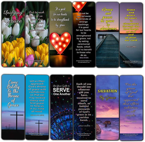 Christian Bible Verses About Marvelous Grace Bookmarks Cards (30-Pack) - God Jesus Love Salvation - Religious Gift to Encourage Men Women Mom Dad Teens Boys Girls Kids