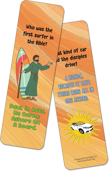 NewEights Christian Jokes Series 4 Bookmarks (60-Pack) – Daily Entertainment Card Set – Interesting Book Page Clippers – Great Gifts for Kids and Teens