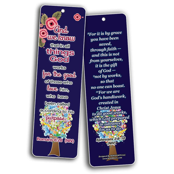 Floral Theme Memory Bible Verses Bookmarks