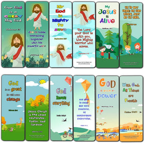 Bible Bookmarks for Kids - God is Great (30 Pack) - Well Designed for Kids - Stocking Stuffers Devotional Bible Study - Church Ministry Supplies Teacher Classroom Incentive Gifts