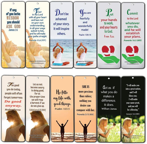 Bible Verse Bookmarks for Women (60-Pack Series 1) - Religious Scriptures Encouraging Quotes Cards Bulk Set - Stocking Stuffers for Birthday Easter Mothers Day Women Ministry Thanksgiving Christmas