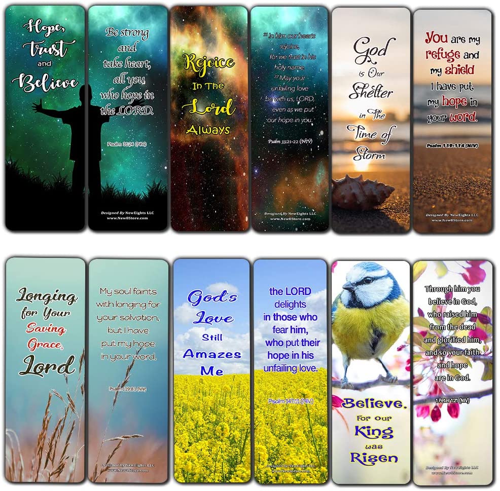 Hope in God Bible Bookmarks (60 Pack) - Perfect Giftaway for Sunday School