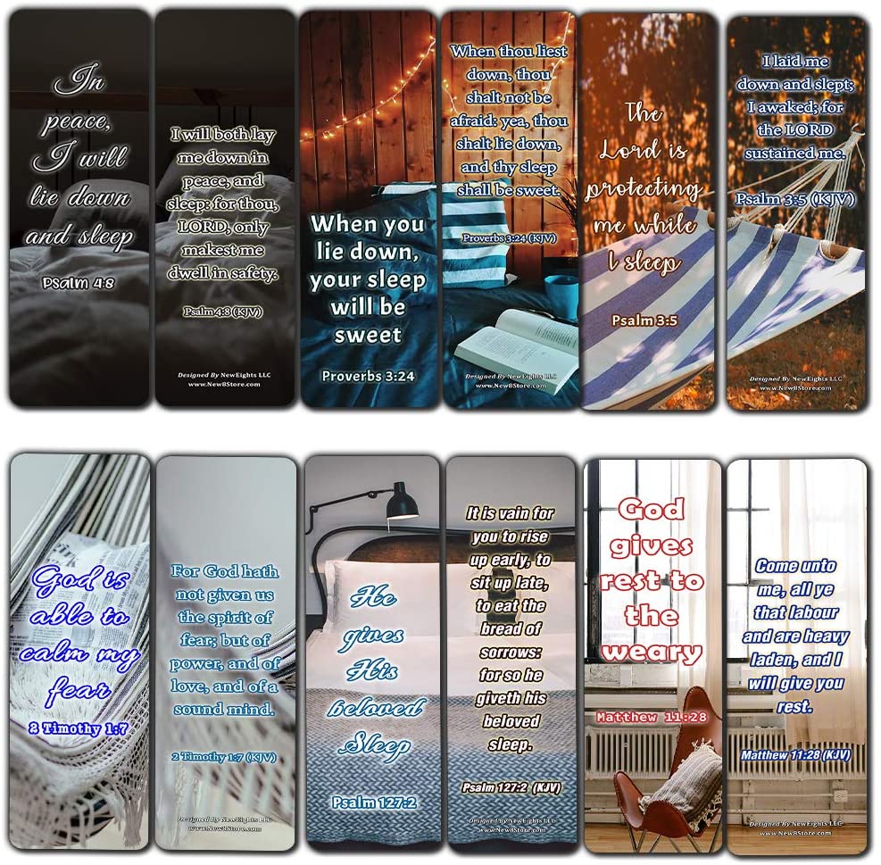 KJV Bible Verses to Help You Sleep Bookmarks Cards (60-Pack)