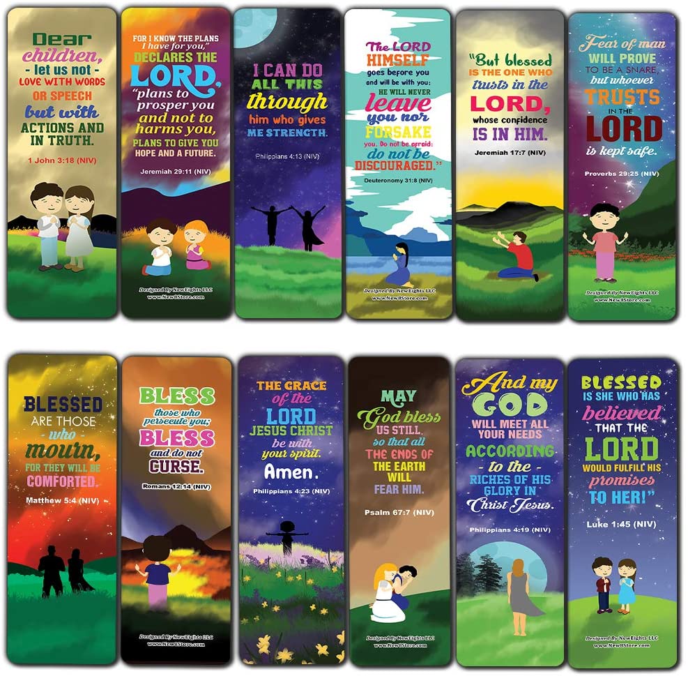 Top Bible Verses about God's Blessings NIV Bookmarks for Teens (30-Pack) - Stocking Stuffers for Boys Girls - Children Ministry Bible Study Church Supplies Teacher Classroom Incentives Gift