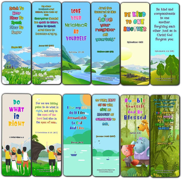 Bible Bookmarks for Kids - Cultivate Good Character (30 Pack) - Well Designed for Kids - Stocking Stuffers Adoration Devotional Bible Study - Church Ministry Supplies Classroom Teacher Giveaways