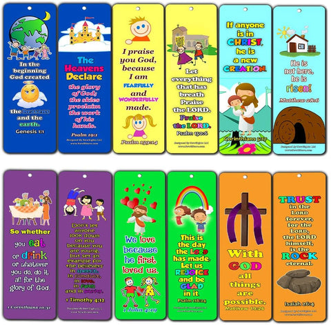 Powerful God Memory Verse Bookmarks (60-Pack) - Great Way For Kids to Learn the Scriptures and Introduce To Them God?s Power