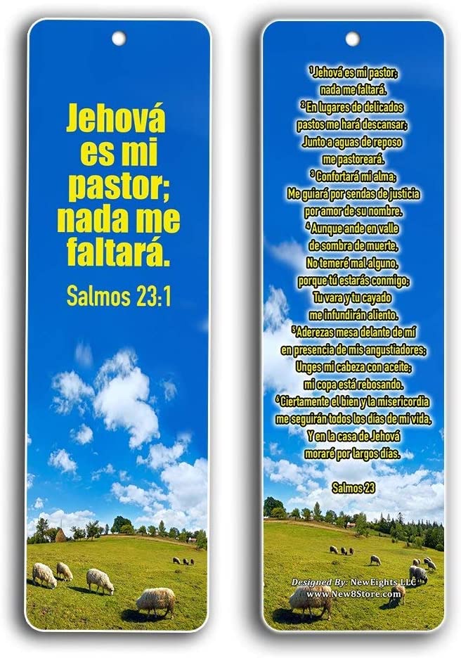Spanish Bookmarks Salmo 23 (60-Pack) - Psalm 23 The Lord is My Shepherd EspaÂ¤ol Prayer Cards - Religious Christian Gift to Encourage Men Women Teens Children - War Room Decor - Stocking Stuffers