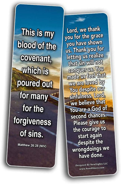 Popular Prayers and Bible Scriptures on Forgiveness Bookmarks - 12 Pack