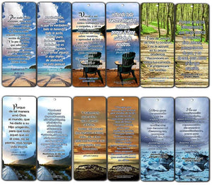Spanish Christian Bookmarks - Most Highlighted Bible Verses (60 Pack)- Marcadores de Libros Cristianos para hombres para mujeres - Prayer Cards - Religious Christian Gift - Stocking Stuffers