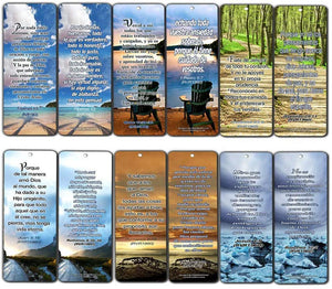 Spanish Christian Bookmarks - Most Highlighted Bible Verses (60 Pack)- Marcadores de Libros Cristianos para hombres para mujeres - Prayer Cards - Religious Christian Gift - Stocking Stuffers